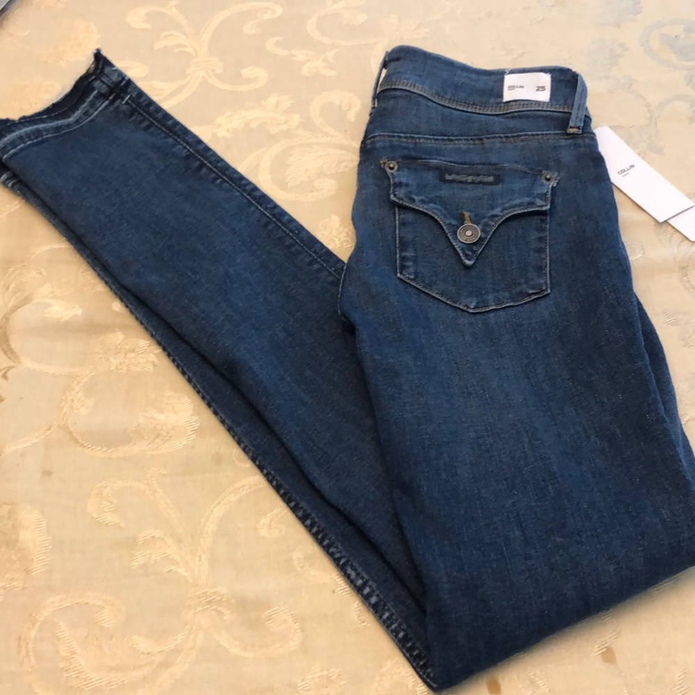 Hudson Collin Skinny Jeans Beekman Raw Hem Dark Wash 25 NWT